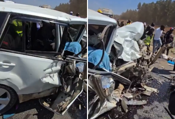 A collage of the vehicle involved in a road accident at Kijabe along the Nairobi-Nakuru Highway.